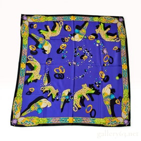 must de Cartier Silk Scarf in Panthere et Perruche Pattern