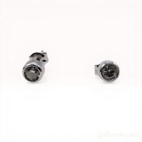 A Pair of 14K White Gold and Diamond Stud Earrings