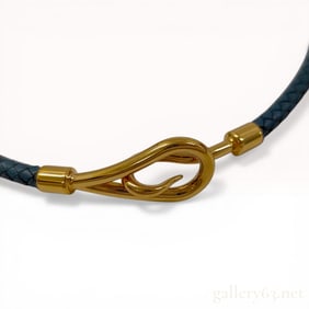 Hermes Jumbo Hook Braided Leather Necklace/ Double Wrap Bracelet