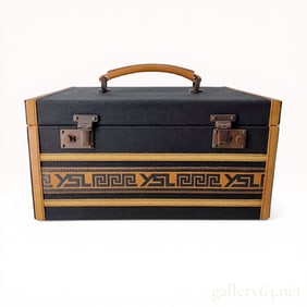 Rare Vintage Yves Saint Laurent Monogrammed Canvas and Leather Train Case