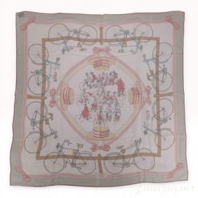 Hermes Les Becanes Silk Gavroche Scarf