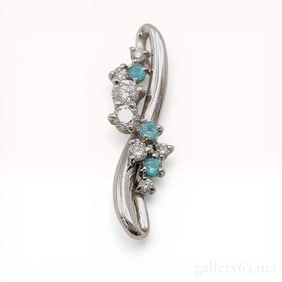 18K White Gold Paraiba Tourmaline and Diamond S-Curve Pendant