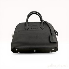 Black Pebbled Leather Bugatti Style Handbag