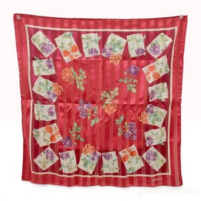 Burberrys Vintage Floral Rose Silk Scarf