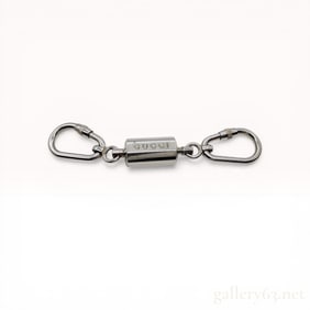 Gucci Silver-Toned Double Carabiner Swivel Keychain