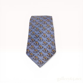 Hermes Silk Necktie with Rocking Horse and Jockey Pattern
