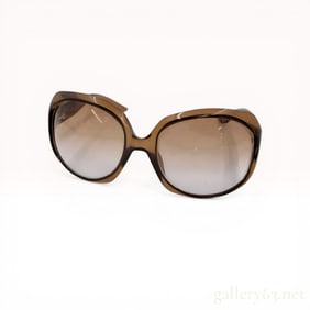 Christian Dior Glossy 1 Oversized Brown Optyl Sunglasses with Case