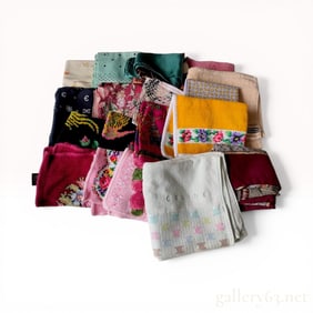 A Collection of Designer Handkerchiefs and Hand Towels Including Burberry, Celine, and Furla