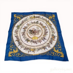 Hermes Silk Carre 90 Scarf, La Promenade de Longchamps by Philippe Ledoux