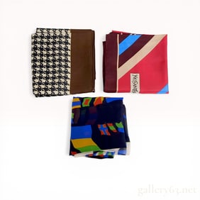 A Trio of Vintage Square Scarves Including Yves Saint Laurent