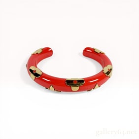 Louis Vuitton Red Resin and Gold-Tone Daily Monogram Cuff Bracelet
