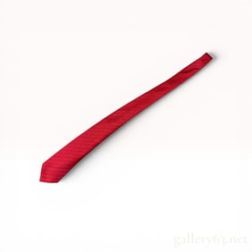 Chanel Red Silk Jacquard CC Logo Pattern Necktie with Metallic Stripes