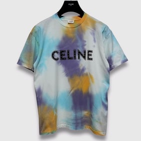 Celine x Hedi Slimane Studded Logo Tie-Dye T-Shirt