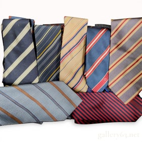 A Lot of Approximately 64 Designer Silk Neckties Including Hermes, Gucci, and Christian Dior