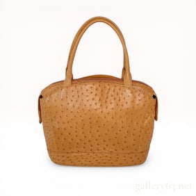 Louis Feraud Tan Ostrich Leather Bolide Handbag