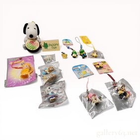 A Collection of Japanese Character and Regional Souvenir Keychains and Charms including PLEX and