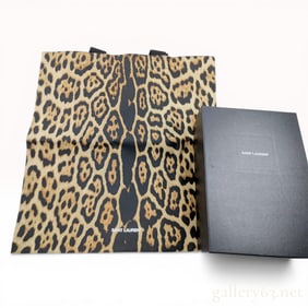 Saint Laurent Leopard Print Canvas Tote Bag and Box