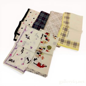 A Set of Six Burberry and Givenchy Designer Handkerchiefs