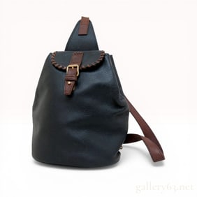 Vintage Fendi Black Textured Leather and Brown Trim Bucket Sling Backpack