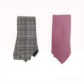 Two Men's Silk Neckties Including One Hermes Paris