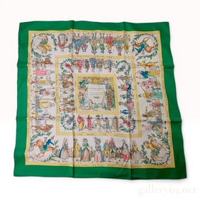 Hermes Costumes Civils Actuels Silk Scarf by Francoise de La Perriere