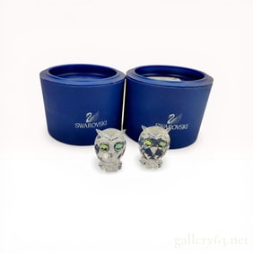 A Pair of Swarovski Crystal Miniature Owl Figurines