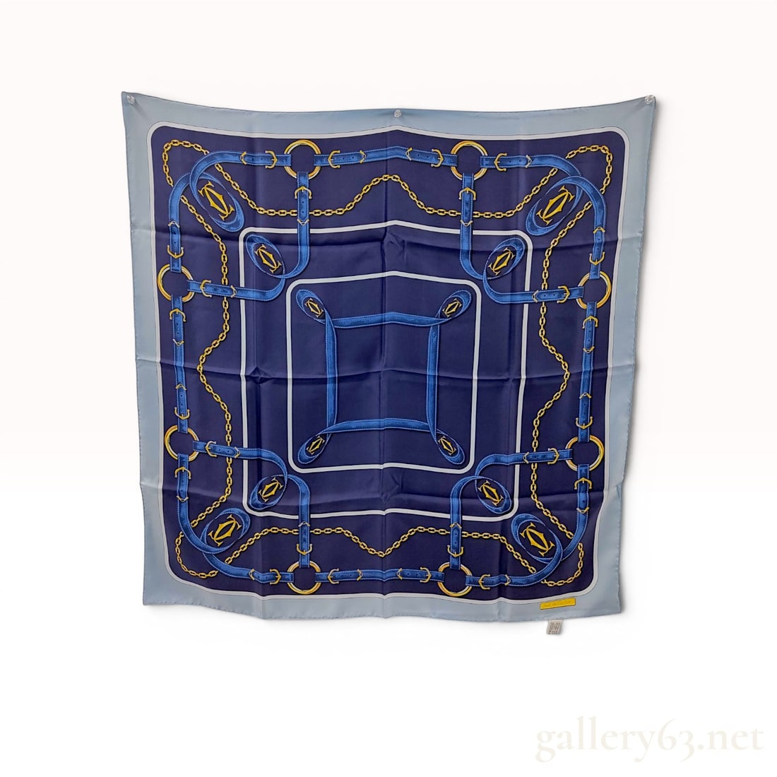 Must de Cartier Silk Scarf with Equestrian Belt and Chain Motif (1 of 5)