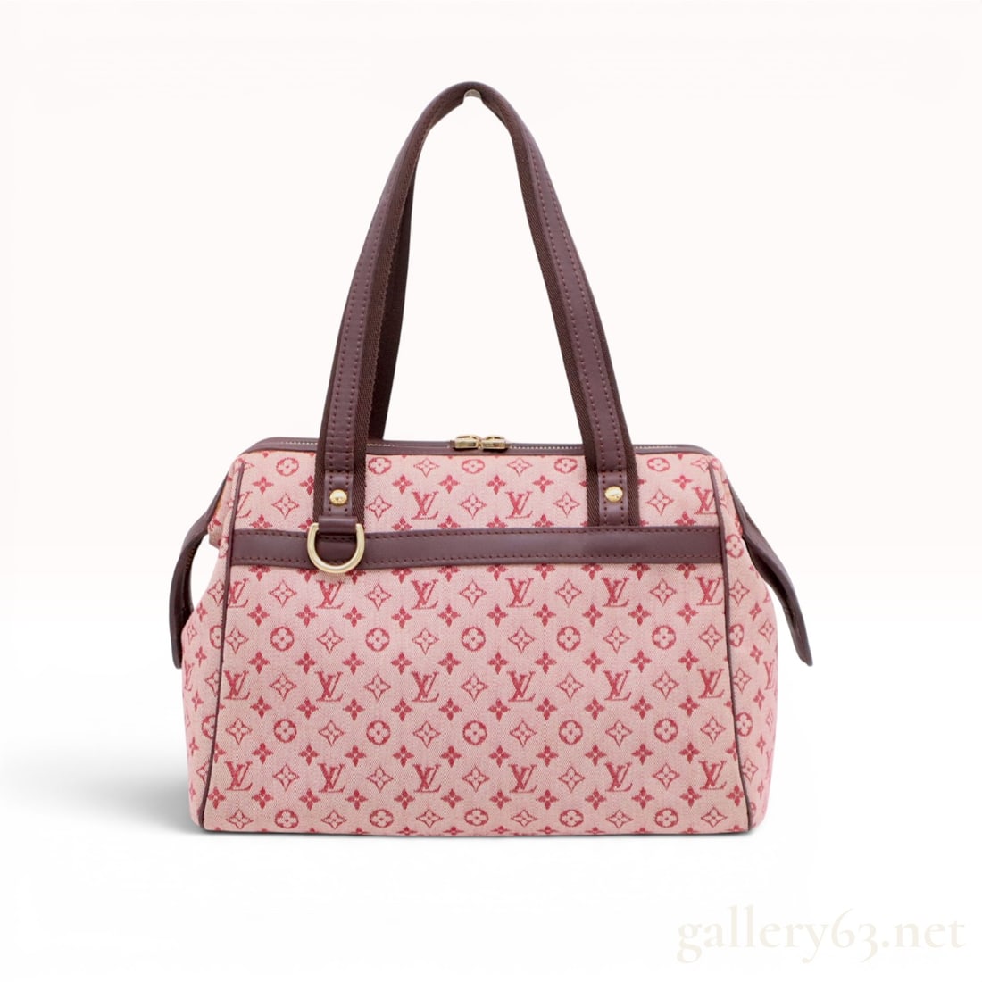Louis Vuitton Monogram Mini Lin Josephine PM Handbag in Cerise: Louis Vuitton Josephine PM handbag in Cerise Monogram Mini Lin canvas with dark brown leather trim. This satchel-style bag features dual flat leather and webbing handles and gold-tone brass hardware i