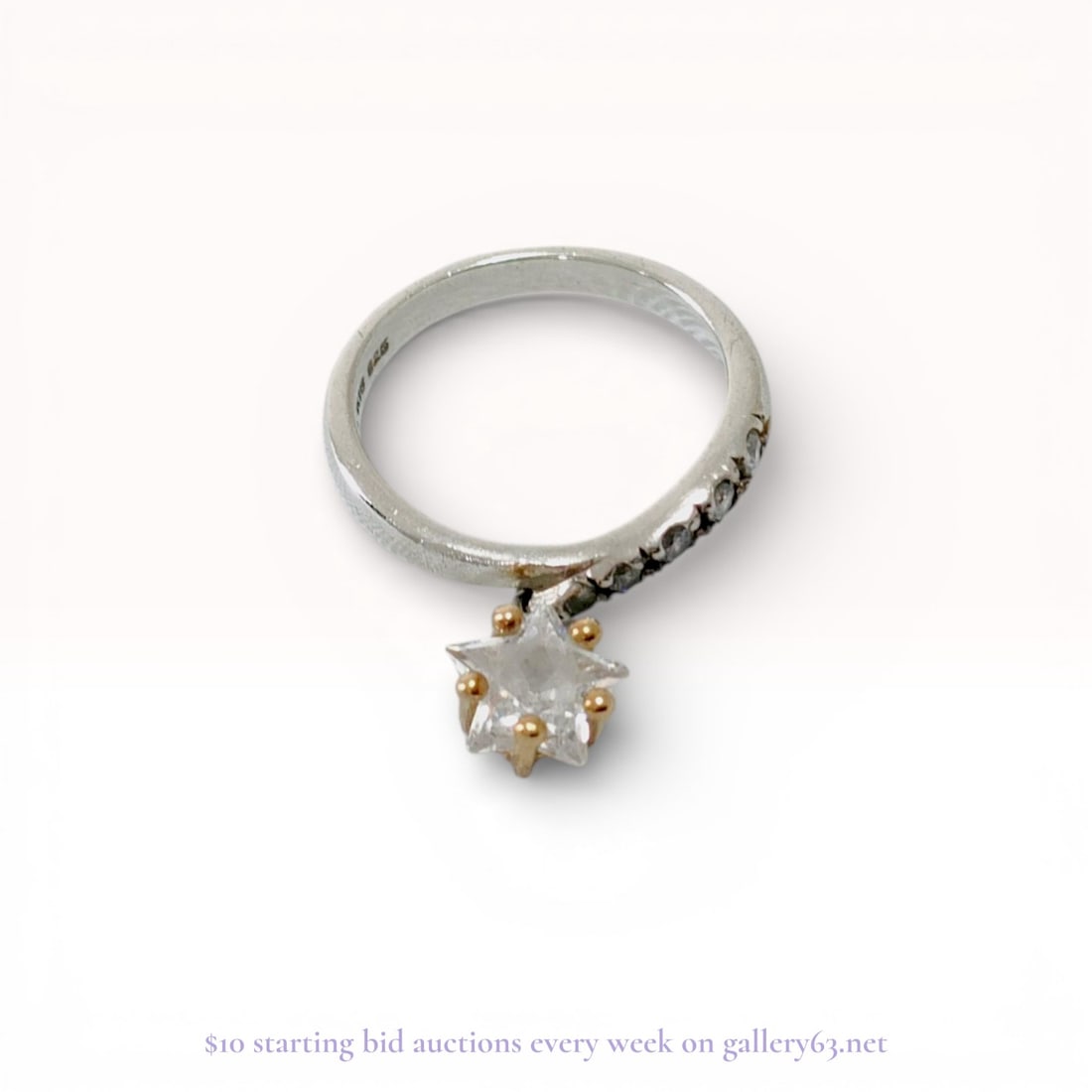 Sterling Silver and 18K Yellow Gold Star Charm Ring (1 of 6)