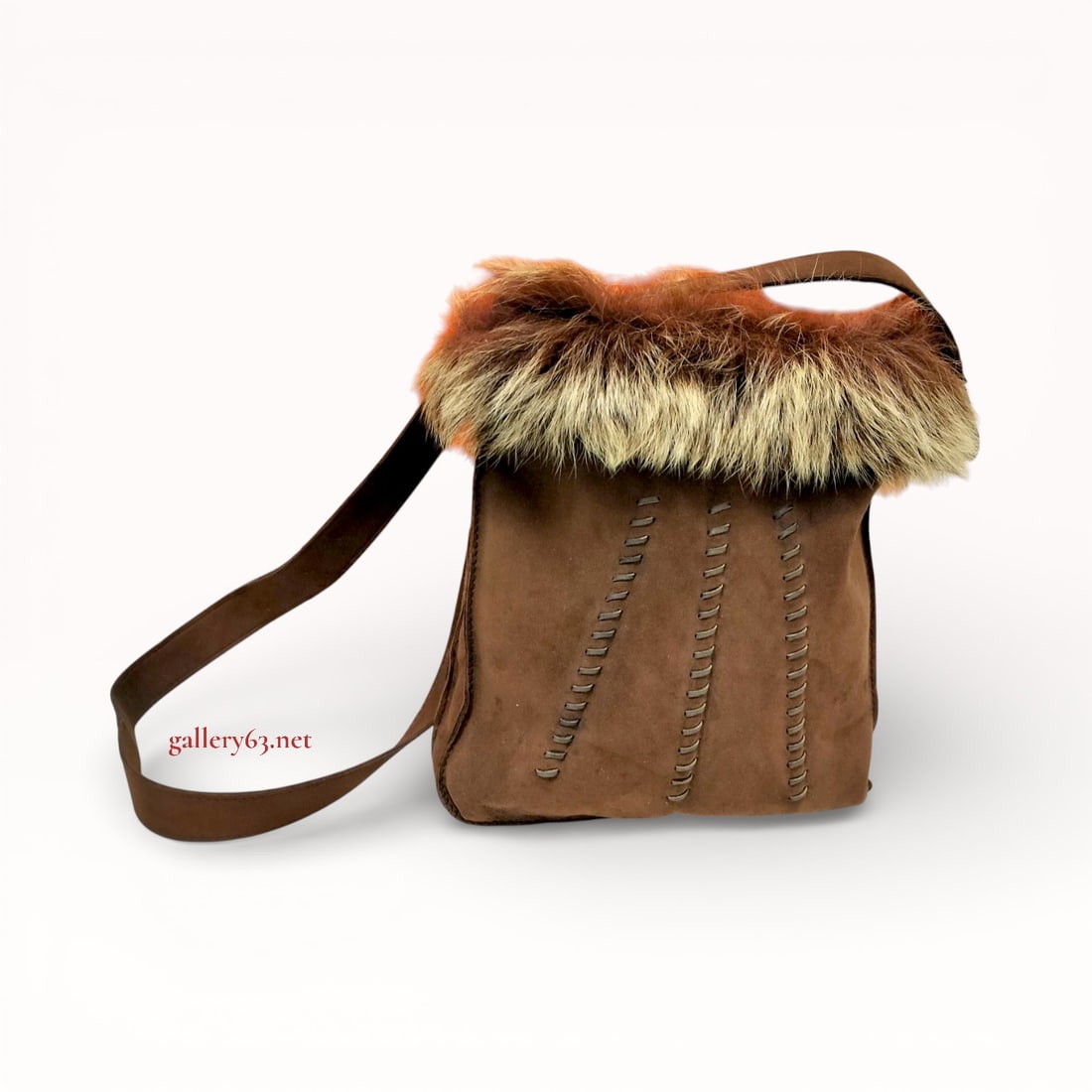 Hermes Toudou Moko Pochette in Brown Suede and Fur (1 of 10)