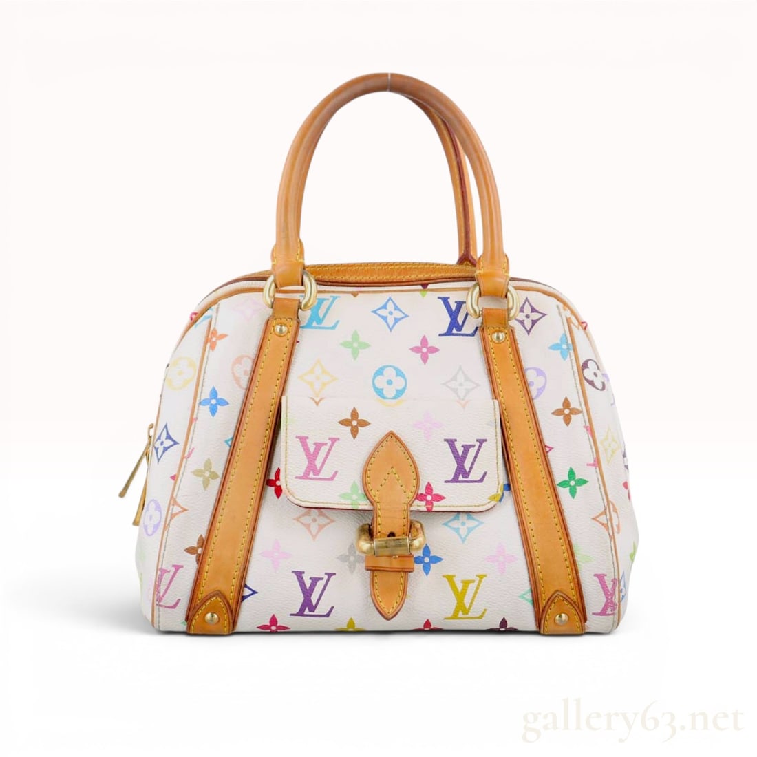 Louis Vuitton Monogram Multicolore Priscilla Bag: Louis Vuitton Monogram Multicolore Priscilla handbag designed in collaboration with artist Takashi Murakami, circa 2004. Constructed from white coated canvas with a multicolor monogram print, natural 