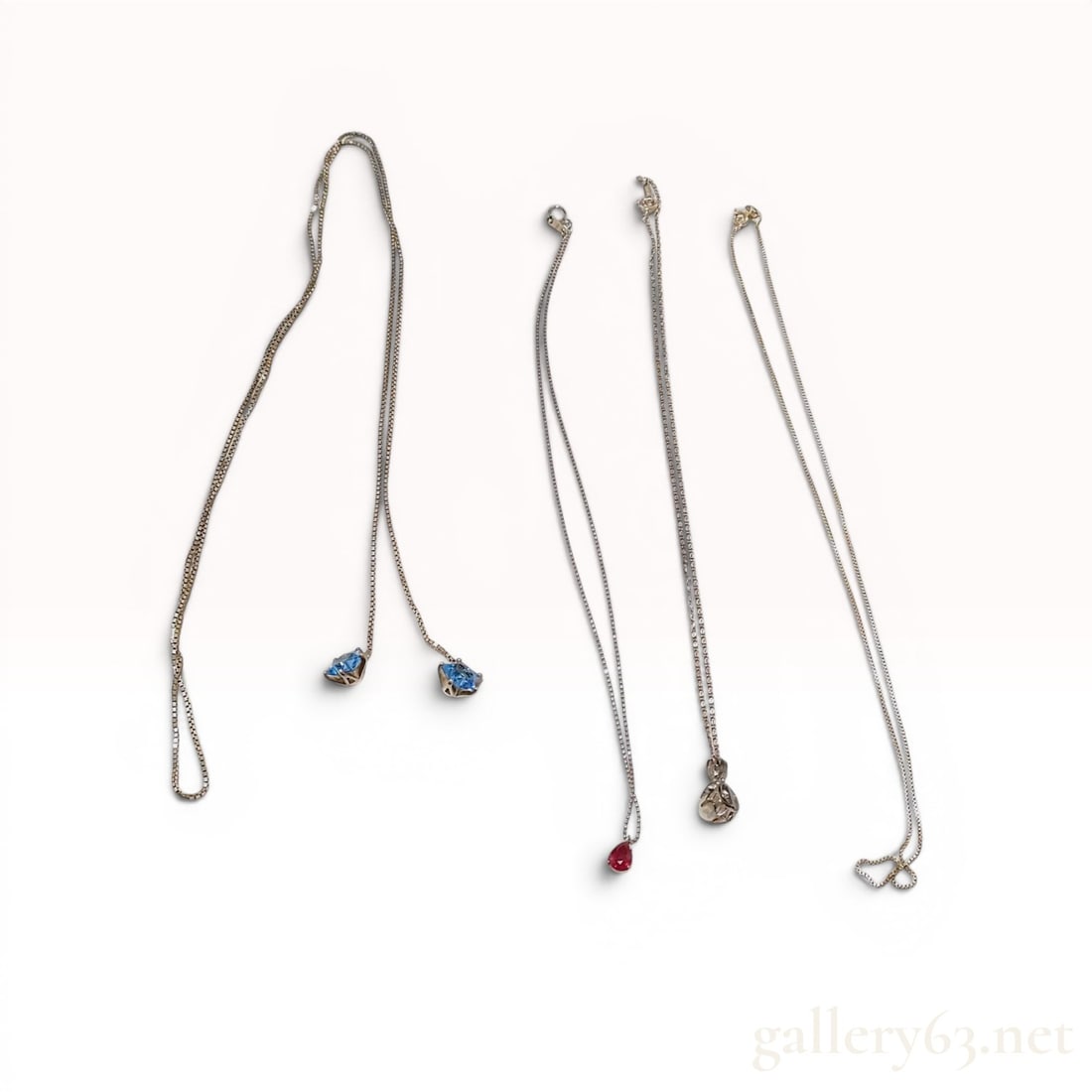A Collection of four Silver Necklaces with Gemstone and Pearl Accents w/Box (1 of 6)