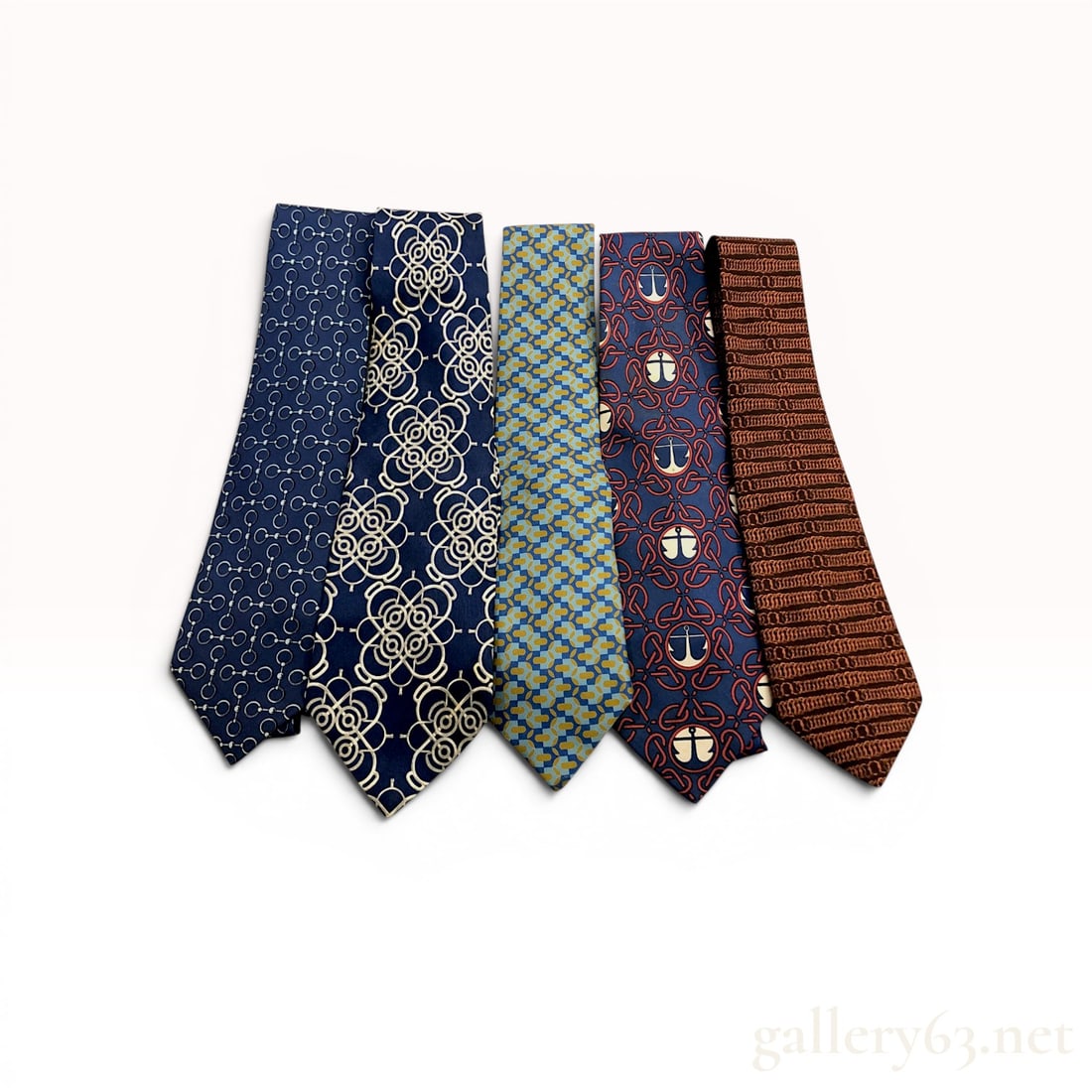 A Collection of Five Hermes Silk Neckties (1 of 9)