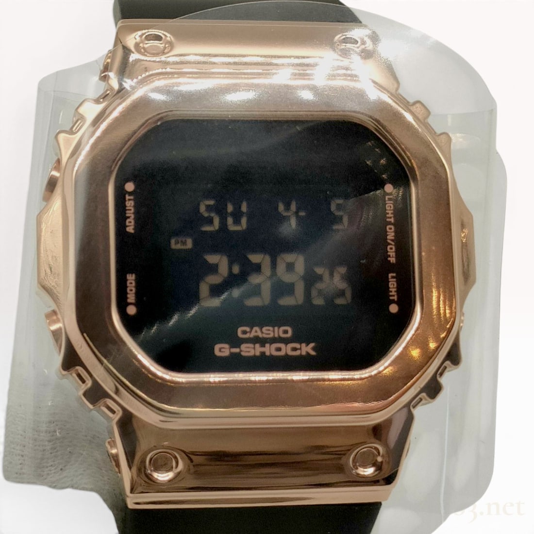 Casio G-Shock GM-S5600PG-1 Rose Gold-Toned Digital Wristwatch New Condition: Casio G-Shock digital wristwatch, model GM-S5600PG-1, featuring a square rose gold-toned metal bezel and black resin strap. The negative digital display is housed in a stainless steel case with a case
