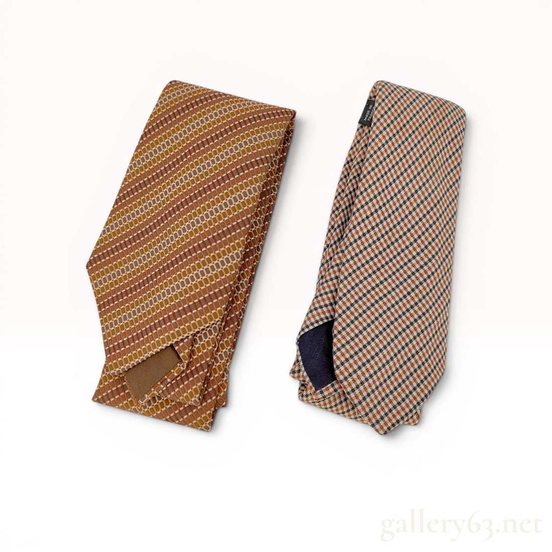 A Pair of Hermes Paris Silk Geometric Pattern Ties (1 of 8)