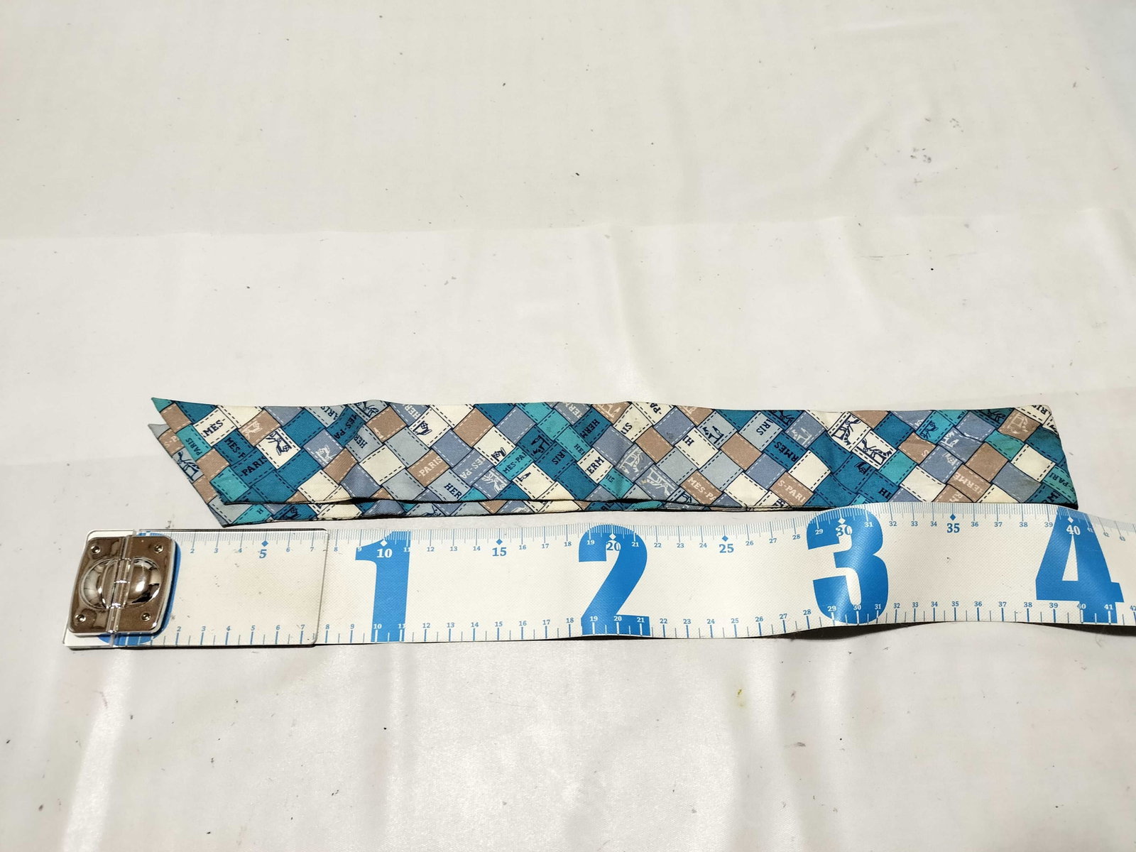 Hermes Silk Twilly Scarf with Mosaic Patchwork Logo Pattern - 2