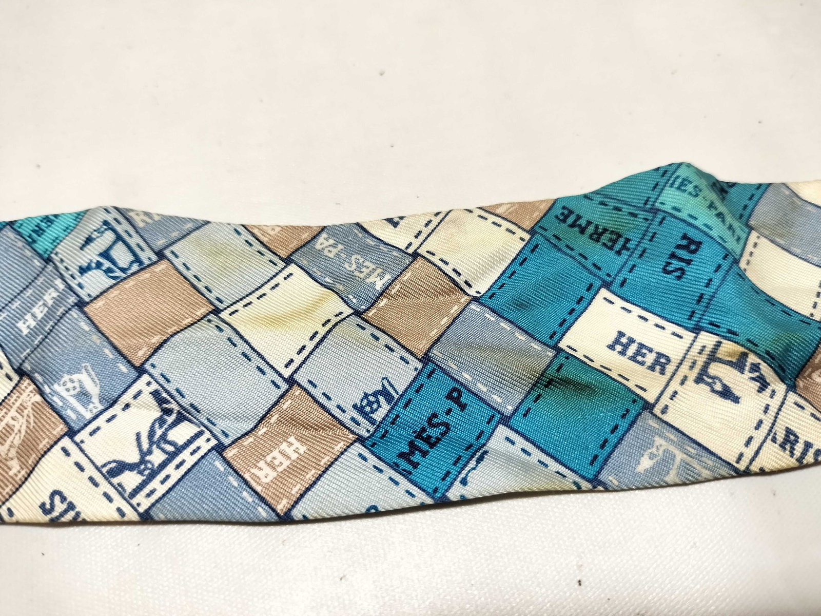 Hermes Silk Twilly Scarf with Mosaic Patchwork Logo Pattern - 5