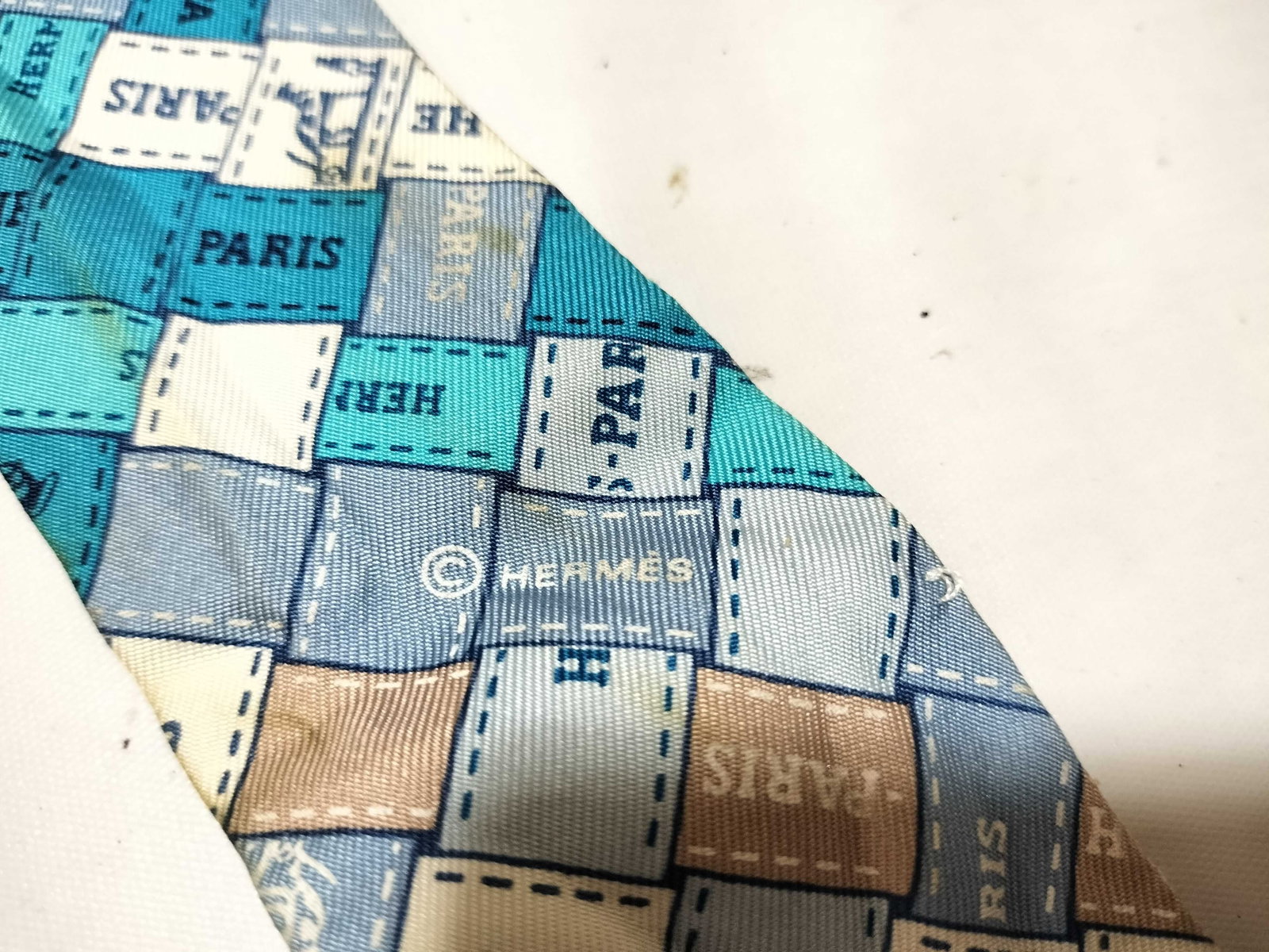 Hermes Silk Twilly Scarf with Mosaic Patchwork Logo Pattern - 6