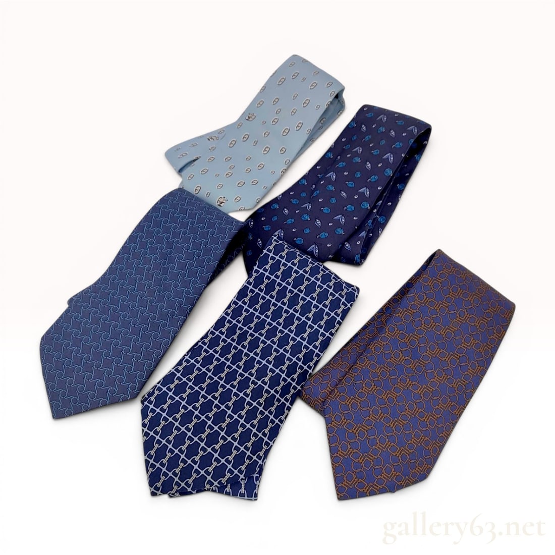 A Set of Five Hermes Silk Neckties (1 of 9)