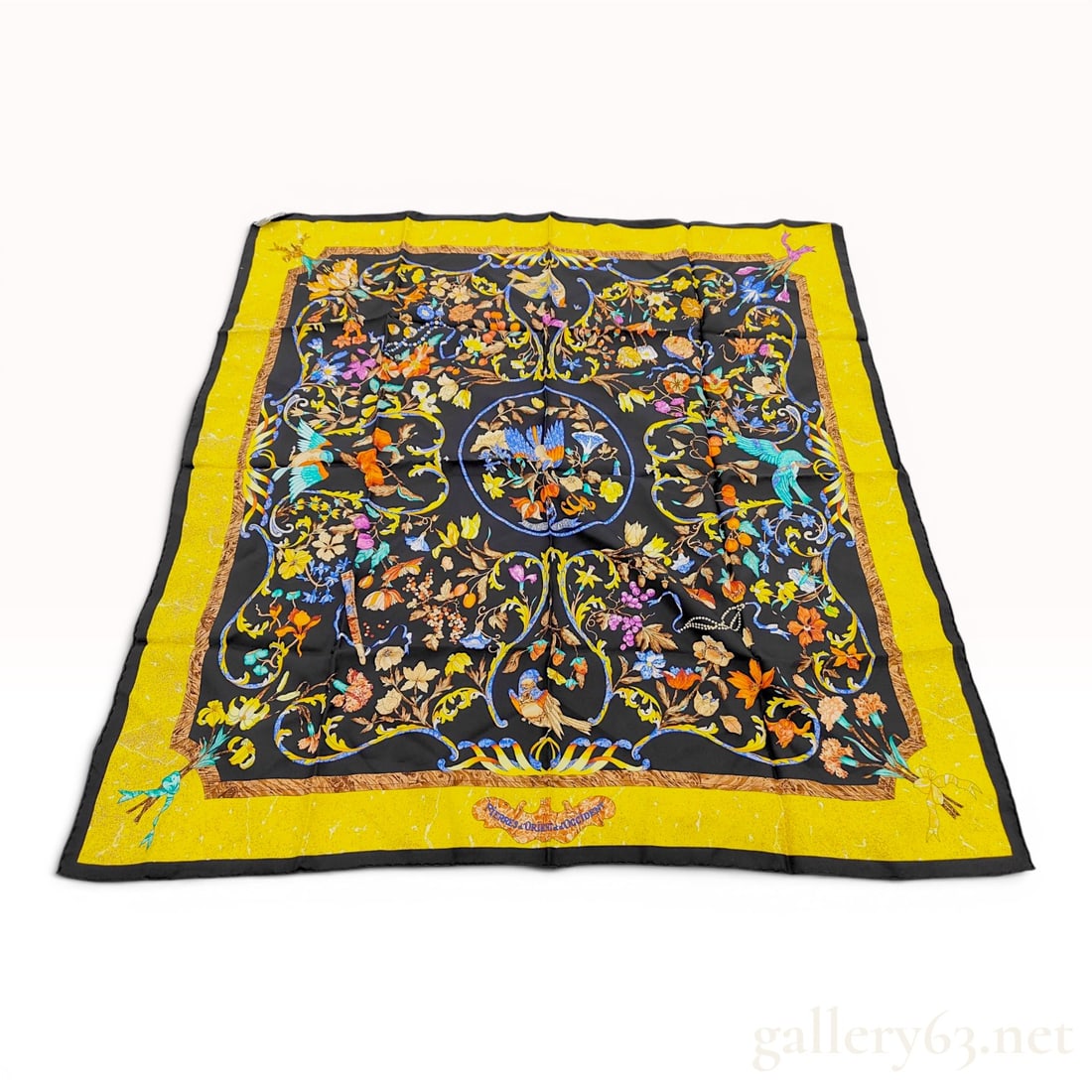 Hermes Paris Pierres d'Orient et d'Occident 90cm Silk Scarf: A 100 percent silk carre scarf from Hermes Paris featuring the Pierres d'Orient et d'Occident (Stones of the Orient and the Occident) pattern designed by Zoe Pauwels. The design consists of a complex,