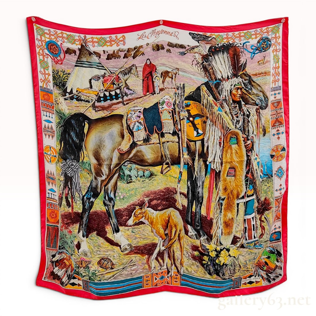 Hermes Les Cheyennes Silk Carre 90 Scarf by Kermit Oliver (1 of 7)