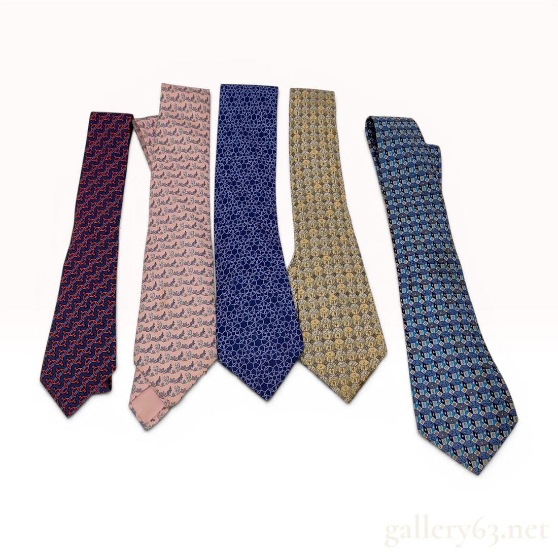 A Lot of Five Hermes Silk Neckties (1 of 10)