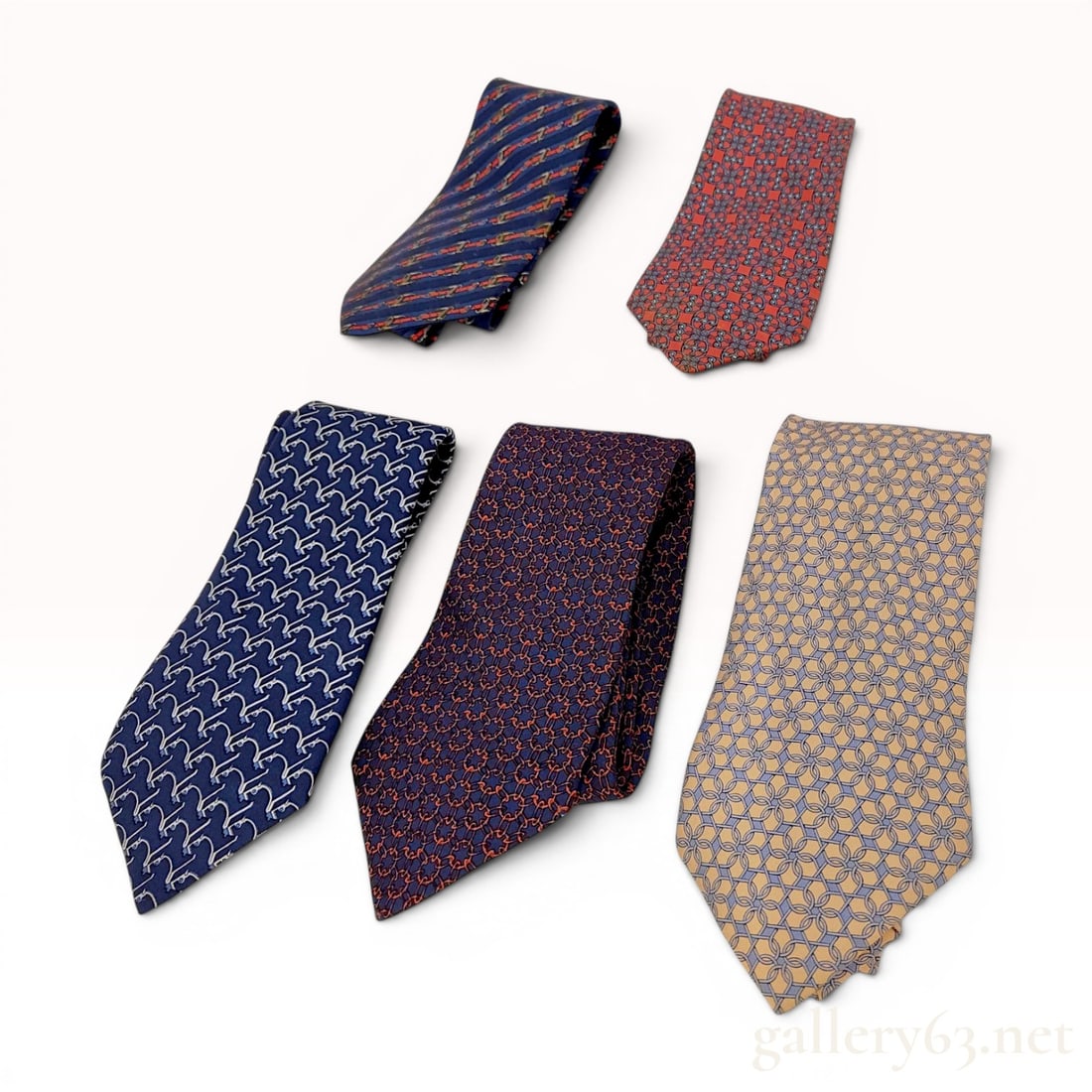 A Lot of Five Hermes Silk Neckties (1 of 10)