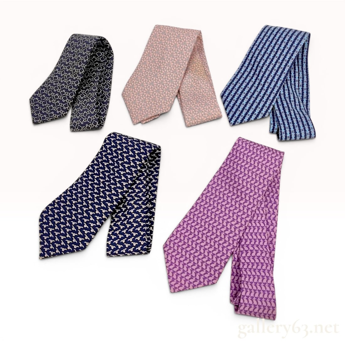 A Lot of Five Hermes Silk Neckties (1 of 7)