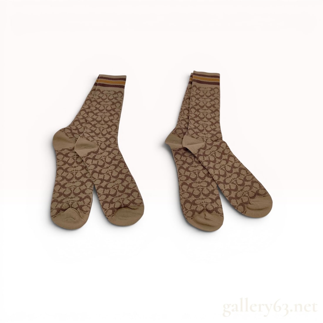 Two Pairs of Coach Signature Monogram Patterned Knit Calf Socks - New (1 of 5)