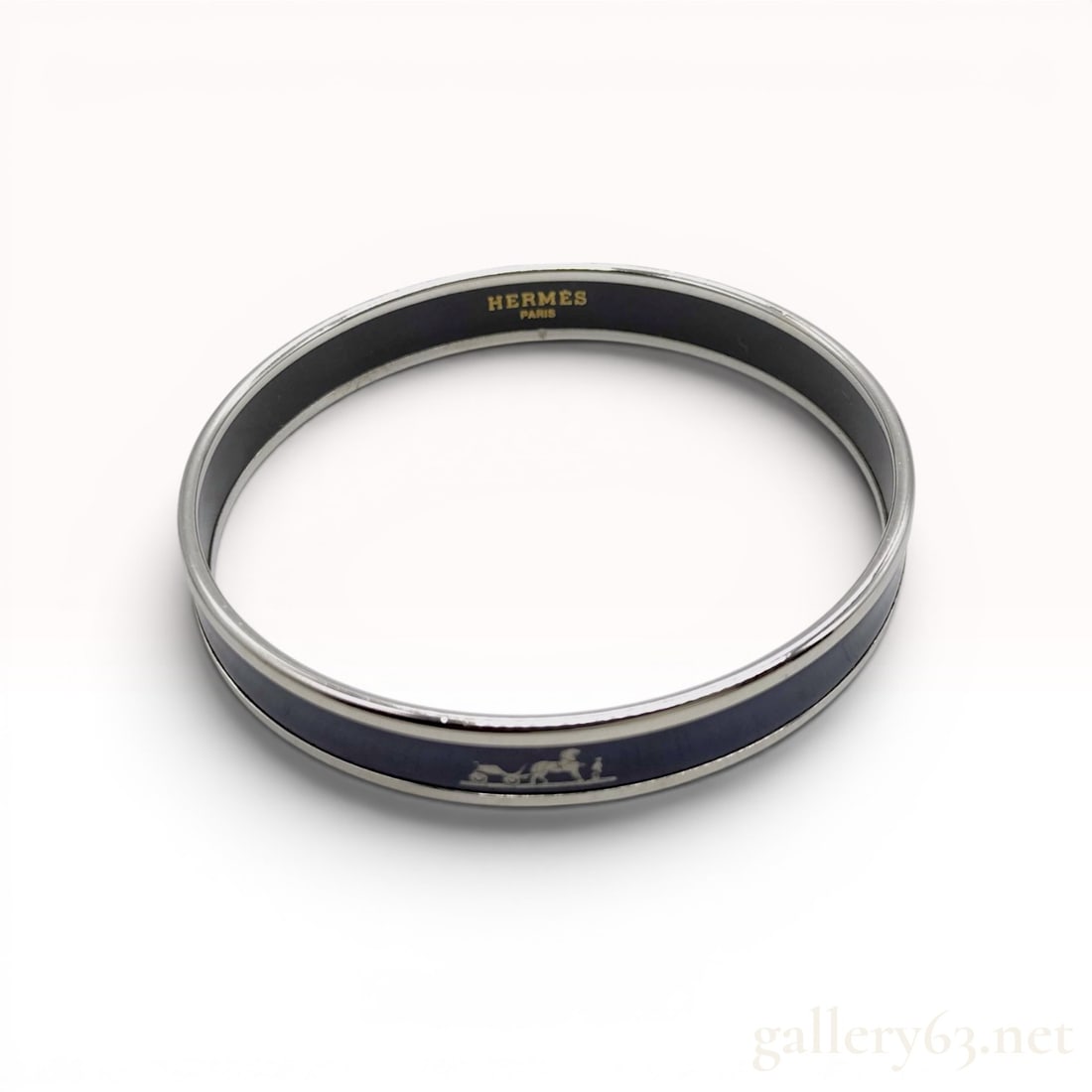 Hermes Narrow Caleche Enamel Bangle Bracelet (1 of 9)