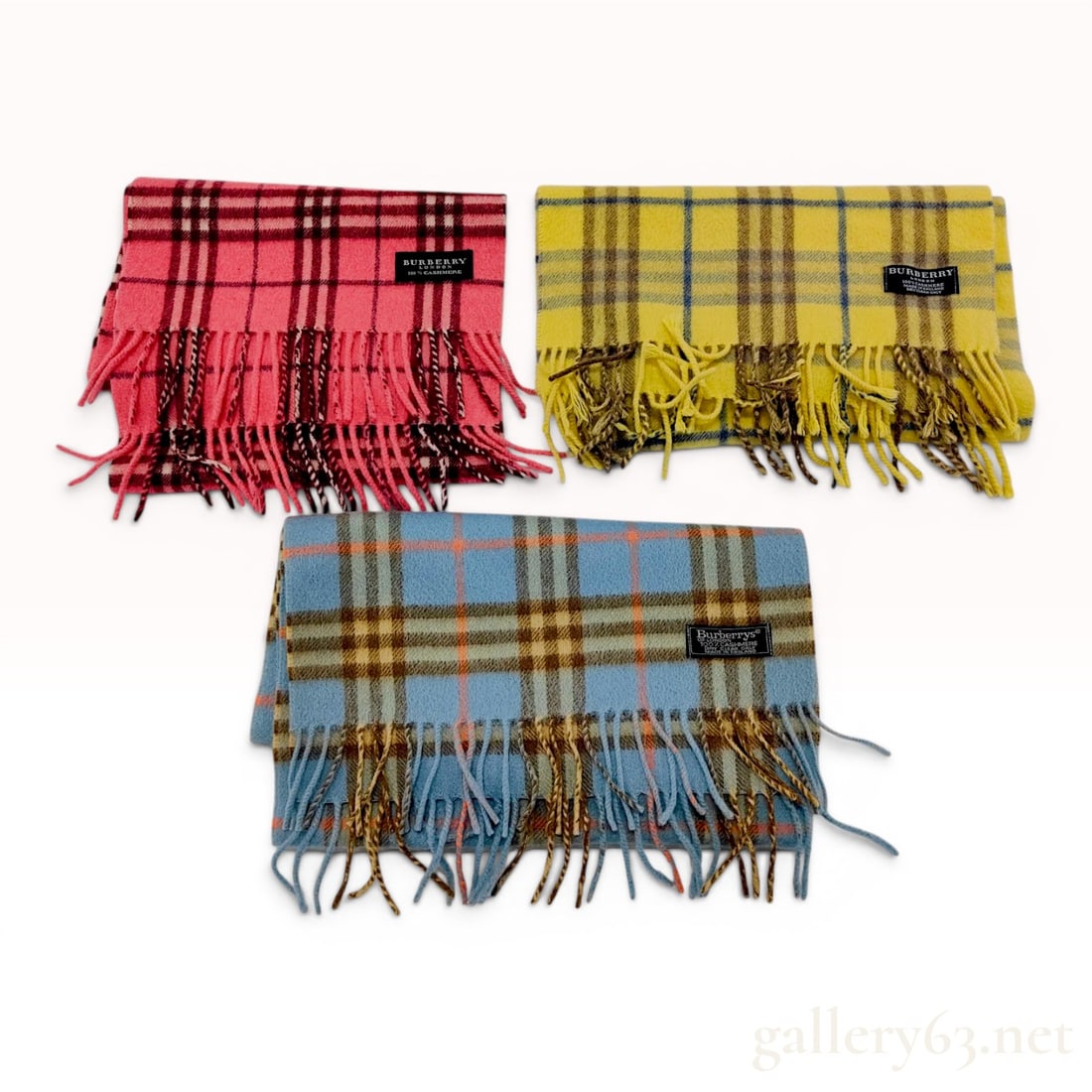 Three Burberry and Burberrys Check Cashmere Scarves (1 of 6)