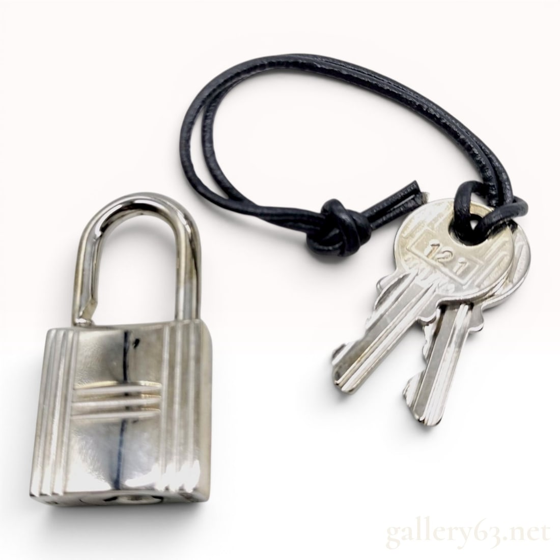 Hermes Silver-Tone Padlock and Key Set No. 121 (1 of 6)