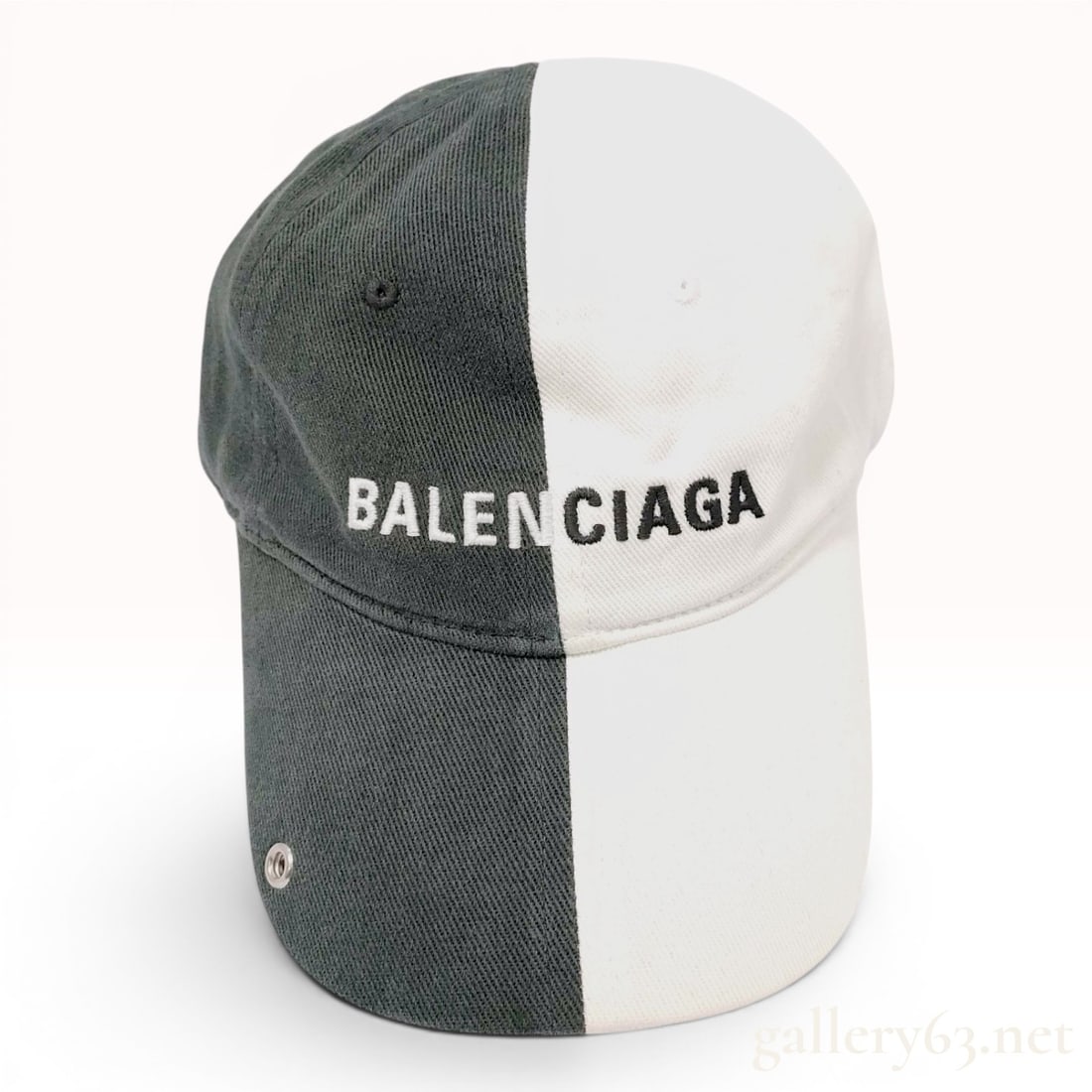 Balenciaga Bicolor 50/50 Logo Piercing Baseball Cap, Size L (1 of 10)