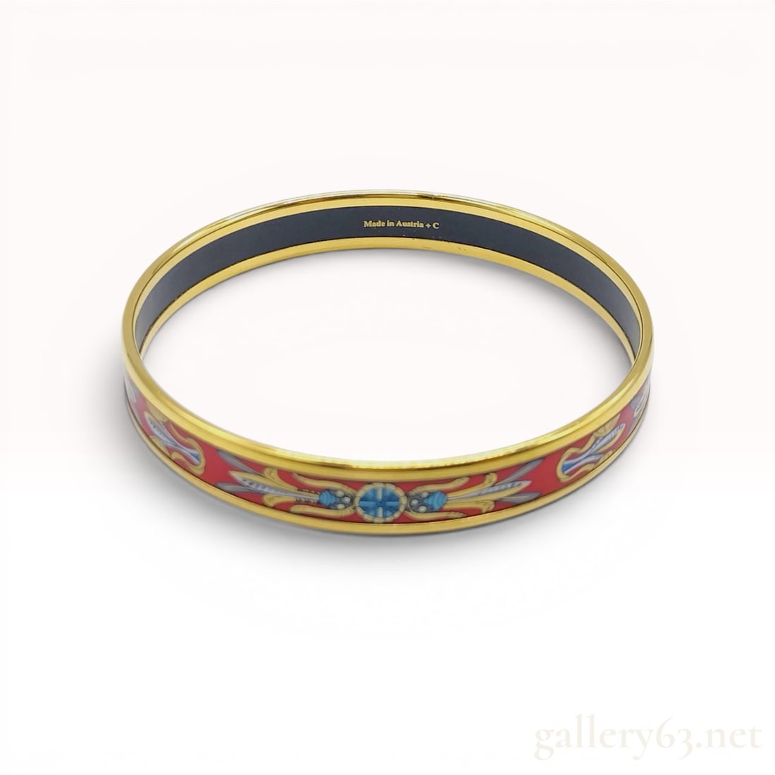 Hermes Enamel Bangle Bracelet with Stylized Foliate Motif (1 of 9)